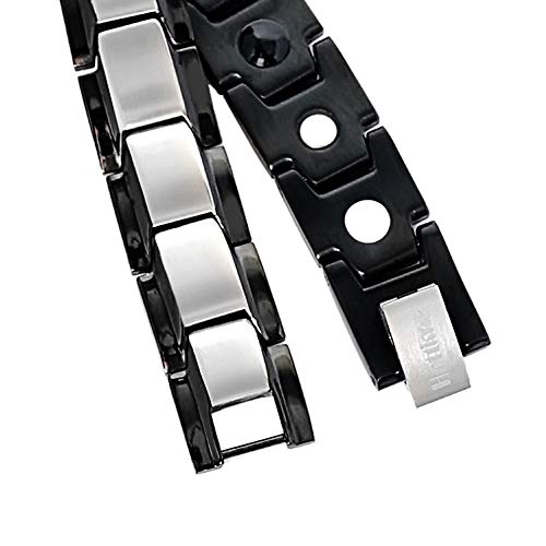 Jackys 4 En 1 Brazalete De Acero con Titanio Magnético De Iones Negativos De Acero para Hombres con Dolor De Artritis