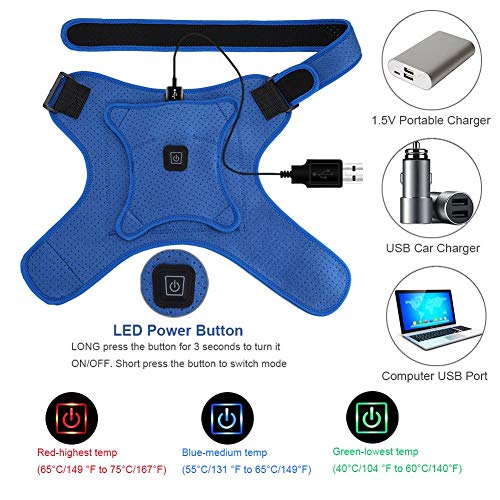 Jadpes Soporte de Hombro calentado, USB Eléctrico Recargable Ajustable Eléctrico 3 configuraciones de Calor Admite Dolor rígido Caliente, Hombro para Manguito de los rotadores, c