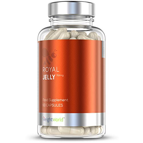 Jalea Real Cápsulas 750 mg 60 Cápsulas - Fuente de Vitaminas, Minerales y Aminoácidos Esenciales, Sin Conservantes y Sin Gluten