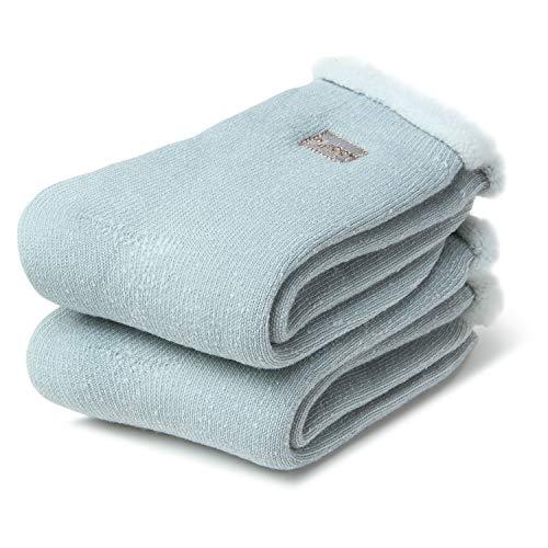 JARSEEN 2 Pares Calcetines de Lana Térmicos de Invierno Bordado Lindo Super Calor Gruesa Calentar Suave Cómodo Calcetines de Mujer (2 Menta, EU 36-42)