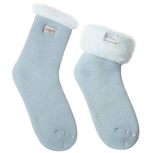 JARSEEN 2 Pares Calcetines de Lana Térmicos de Invierno Bordado Lindo Super Calor Gruesa Calentar Suave Cómodo Calcetines de Mujer (2 Menta, EU 36-42)
