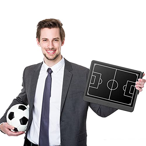 JasCherry Pizarra Táctica de Fútbol Electrónico, Tablero de Entrenamiento de Fútbol con Pantalla LCD Flexible, Tablero de Estrategia de Fútbol Portátil con Lápiz óptico, 15 Pulgadas