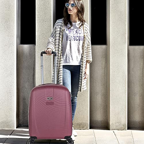 JASLEN - Maleta Cabina Avion Pequeña con Ruedas Rígida Hombre Mujer. 4 Ruedas Trolley. Equipaje de Mano. Candado de Seguridad TSA 56550, Color Vino