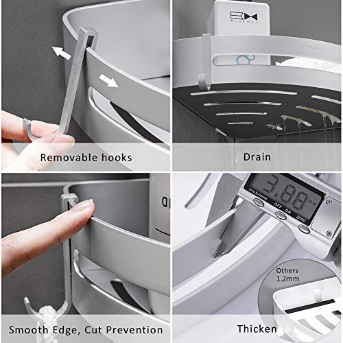 Jaysamay 2Piezas Pegamento Estante de Esquina Baño Sin Taladro, Estantería de Ducha Adhesivo Estante de Almacenamiento Baño Aluminio Cesta de Ducha para Champú