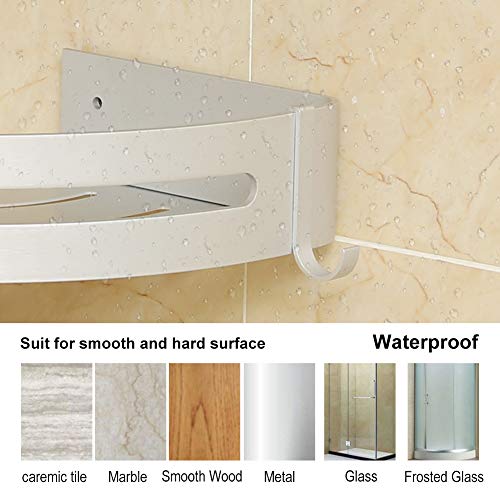 Jaysamay 2Piezas Pegamento Estante de Esquina Baño Sin Taladro, Estantería de Ducha Adhesivo Estante de Almacenamiento Baño Aluminio Cesta de Ducha para Champú