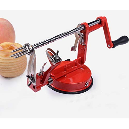 JCCC Función 3 en 1 Pelador de verduras Pelador de manzanas Descorazonador de manzanas Cortador de manzanas Cortador en espiral Máquina peladora de manzanas Manzana roja