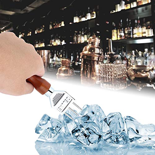 Jeffergarden Ice Chisel Pick Acero Inoxidable Ice Chisel con Mango de Madera Extracción Pick Chipper Triturador de Hielo Herramienta de de Cocina Barware de Hielo Bartender Tool Bar Acce