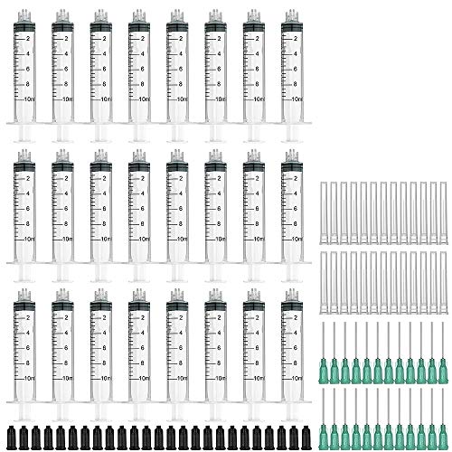 Jeringa de 10 ml con 18 G, 2,5 cm, agujas que se pueden rellenar con extremo romo y tapas de almacenamiento (luer-lock).