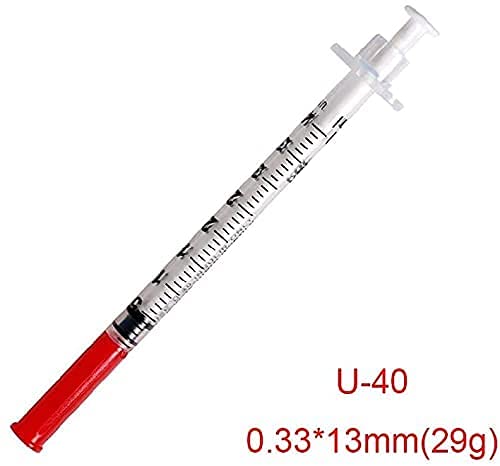Jeringas de insulina, aguja de jeringa desechable de aguja de insulina, U40 1ml0.33mm aguja jeringa pluma limpia e higiénica con agujas extraíbles empaquetadas individualmente (100 unidades)