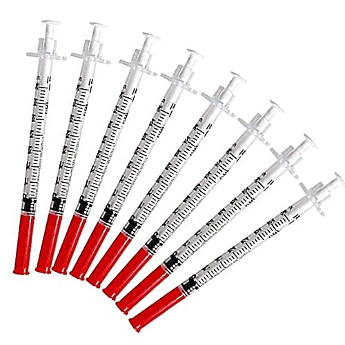 Jeringas de insulina, aguja de jeringa desechable de aguja de insulina, U40 1ml0.33mm aguja jeringa pluma limpia e higiénica con agujas extraíbles empaquetadas individualmente (100 unidades)