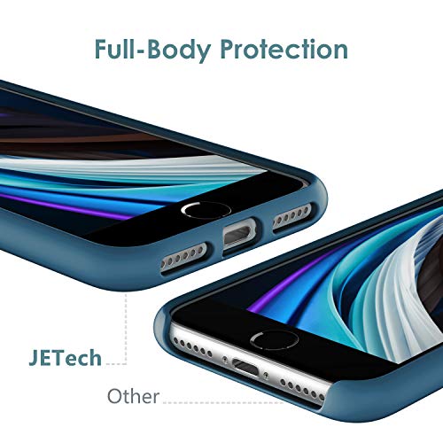 JETech Funda de Silicona Compatible iPhone SE 2020, iPhone 8 y iPhone 7, 4,7", Sedoso-Tacto Suave, Cubierta a Prueba de Golpes con Forro de Microfibra, Azul Cobalto