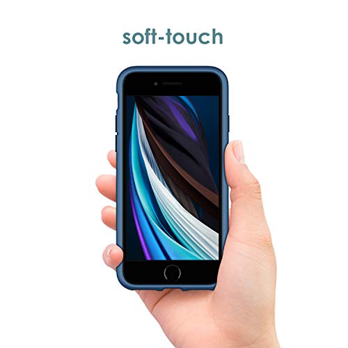JETech Funda de Silicona Compatible iPhone SE 2020, iPhone 8 y iPhone 7, 4,7", Sedoso-Tacto Suave, Cubierta a Prueba de Golpes con Forro de Microfibra, Azul Cobalto