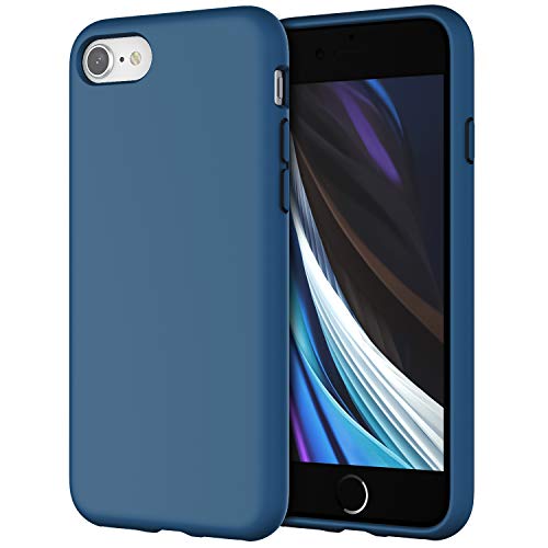JETech Funda de Silicona Compatible iPhone SE 2020, iPhone 8 y iPhone 7, 4,7", Sedoso-Tacto Suave, Cubierta a Prueba de Golpes con Forro de Microfibra, Azul Cobalto