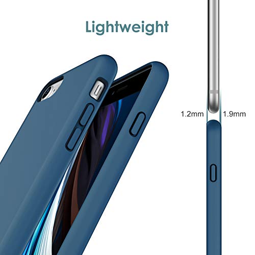 JETech Funda de Silicona Compatible iPhone SE 2020, iPhone 8 y iPhone 7, 4,7", Sedoso-Tacto Suave, Cubierta a Prueba de Golpes con Forro de Microfibra, Azul Cobalto