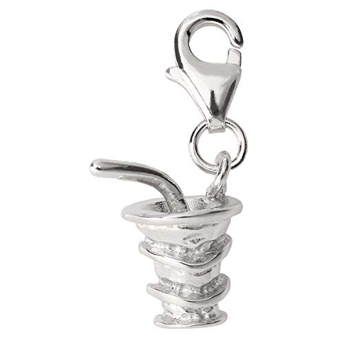 jewel24 Charm Colgante de plata de ley 925 rodiada Cocktail – Vaso con pajita