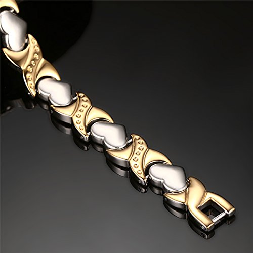 JewelryWe Pulsera magnética de acero inoxidable con corazón y texto en inglés "Love" para parejas, para mujer, 20 cm de ancho y 9,5 mm de ancho