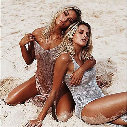 JFAN Vestidos Verano de Malla para Mujer Ropa de Playa Larga con Abertura Lateral Vestido sin Mangas con Cuello en V