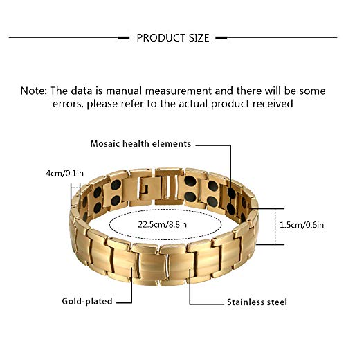JHKJ Pulsera Magnética de Titanio para Hombre, Pulsera de Recuperación Magnética Ultrarresistente para Aliviar el Dolor de Artritis y Túnel Carpiano, con Herramienta,Plata