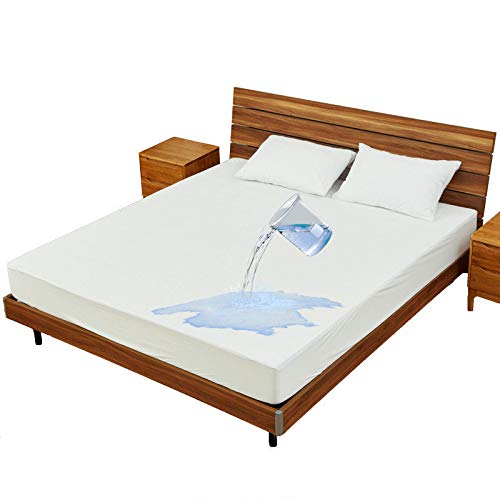 JIASHU Funda de colchón Protector de Almohadilla de colchón Impermeable a Prueba de Agua Almohadillas Transpirables y Lavables de Grado hospitalario Hipoalergénico Sin Vinilo