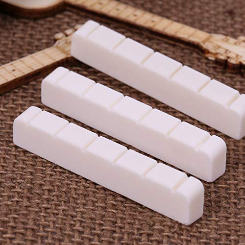 Jicyor 6pcs Guitarra Acústica Hueso Puente Sillín y Tuerca Blanco Guitarra del Puente de Hueso de una Silla Kit para Clásica Reparación de Piezas