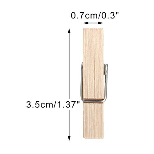 jijAcraft 100pcs Pinzas de Madera Pequeñas Decorativas para Fotos 3,5cm + 100M Cordel Yute para Decoración, Artesanía