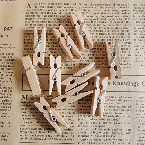jijAcraft 100pcs Pinzas de Madera Pequeñas Decorativas para Fotos 3,5cm + 100M Cordel Yute para Decoración, Artesanía