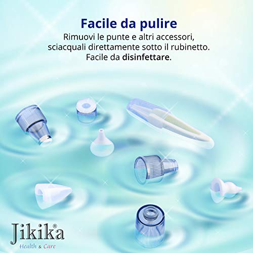 Jikika Aspirador nasal y puntos negros 2 en 1 multifunción con 5 boquillas reutilizables y 4 modos de carga seguro y silencioso, ideal para la higiene de adultos y niños
