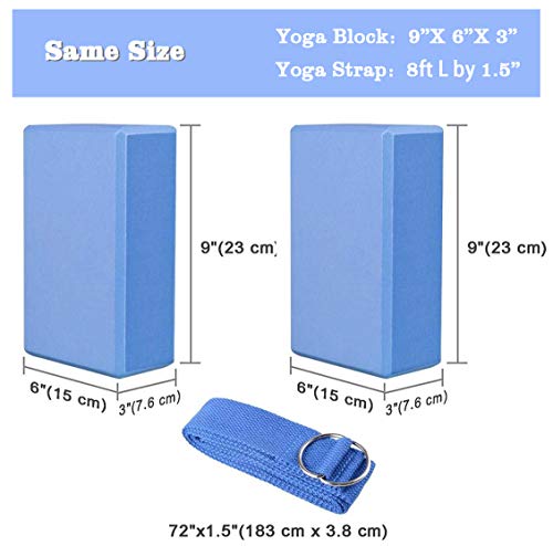 JIM'S STORE Bloque de Espuma+Correa,Bloque de Yoga Ejercico EVA de Alta Densidad para Mejorar Fuerza y Flexibilidad Yoga Pilates Amantes