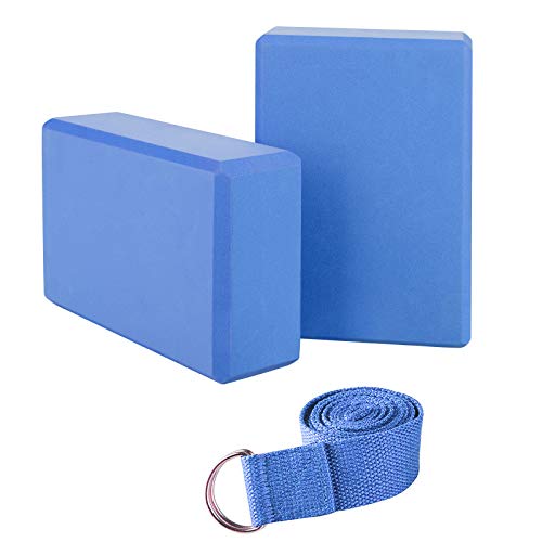 JIM'S STORE Bloque de Espuma+Correa,Bloque de Yoga Ejercico EVA de Alta Densidad para Mejorar Fuerza y Flexibilidad Yoga Pilates Amantes