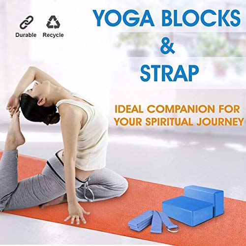 JIM'S STORE Bloque de Espuma+Correa,Bloque de Yoga Ejercico EVA de Alta Densidad para Mejorar Fuerza y Flexibilidad Yoga Pilates Amantes