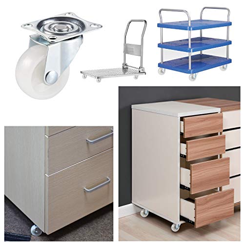 JIZZU 4 ruedas giratorias (40 mm), ruedas giratorias de goma PU para bricolaje, ruedas de carro de muebles con doble rodamiento de bolas, cabeza giratoria, bono con tornillos