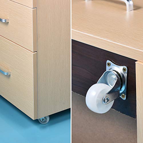 JIZZU 4 ruedas giratorias (40 mm), ruedas giratorias de goma PU para bricolaje, ruedas de carro de muebles con doble rodamiento de bolas, cabeza giratoria, bono con tornillos