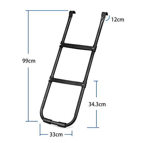 JJ JUJIN Escalera de 2 peldaños para cama elástica de 2 peldaños, color negro