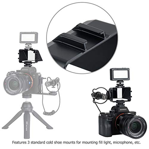 JJC Espejo de pantalla con tapa para cámara Sony a6500 a6300 a6000 a7 II a7 III serie Fujifilm X-T2 X-T3 X-T20 X-T30 X-E4 Nikon Z5 Z6 Z7 con zapata fría para luz de micrófono, pantalla de selfie