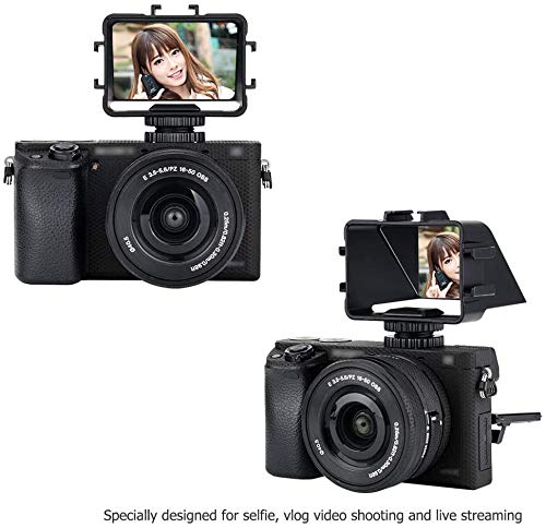 JJC Espejo de pantalla con tapa para cámara Sony a6500 a6300 a6000 a7 II a7 III serie Fujifilm X-T2 X-T3 X-T20 X-T30 X-E4 Nikon Z5 Z6 Z7 con zapata fría para luz de micrófono, pantalla de selfie