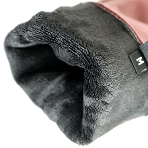 JJZXD Invierno para Mujer, Pantalla táctil cálida, vellón Fino no hinchado, Cuero PU, Impermeable, Moda, Cremallera, Guantes de conducción para Ciclismo (Color : Beige, Size : S Code)