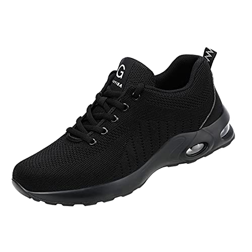 JLGY Zapatillas de escalada para hombre, con cordones, transpirables, para correr, para caminar, correr, fitness, trail y actividades al aire libre, zapatillas de baloncesto, amortiguación, Negro , 43