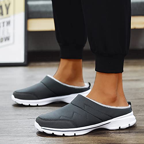 JLGY Zapatillas de estar por casa para hombre, para el tiempo libre, con forro, cálidas, planas, de felpa, antideslizantes, gris, 41