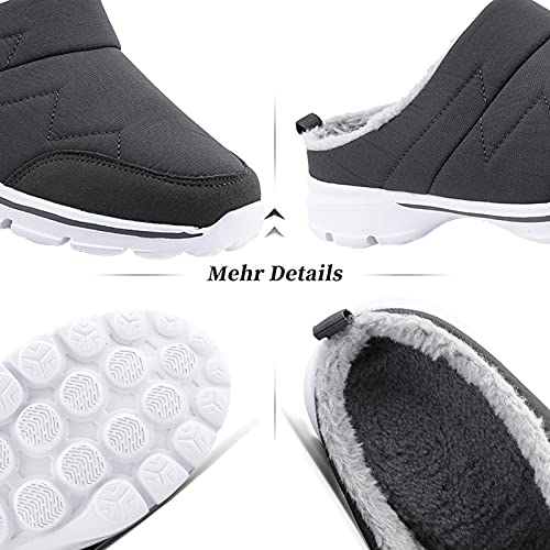 JLGY Zapatillas de estar por casa para hombre, para el tiempo libre, con forro, cálidas, planas, de felpa, antideslizantes, gris, 41