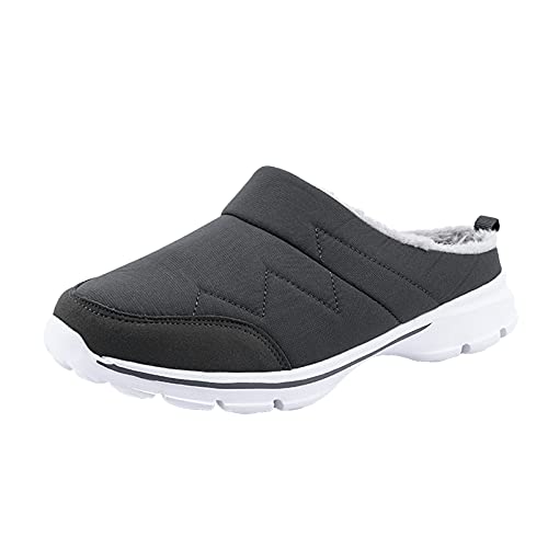 JLGY Zapatillas de estar por casa para hombre, para el tiempo libre, con forro, cálidas, planas, de felpa, antideslizantes, gris, 41