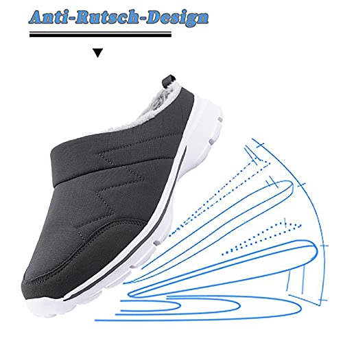 JLGY Zapatillas de estar por casa para hombre, para el tiempo libre, con forro, cálidas, planas, de felpa, antideslizantes, gris, 41
