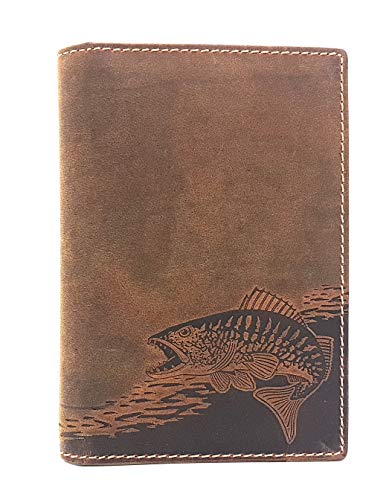 Jockey Club Zander - Funda de piel para documentos de pesca, carné de discapacitados, pasaporte, carnet de armas, permiso de caza, etc.