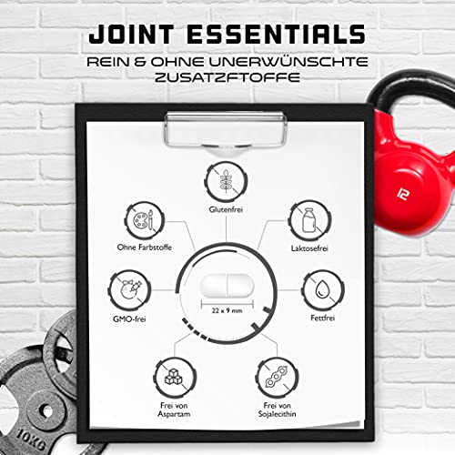 Joint Essentials - 150 comprimidos - Altamente dosificado con 5000 mg al día - Glucosamina + Condrotin + MSM + Ácido Hialurónico + Colágeno + Vitamina C + Extracto de Pimienta Negra
