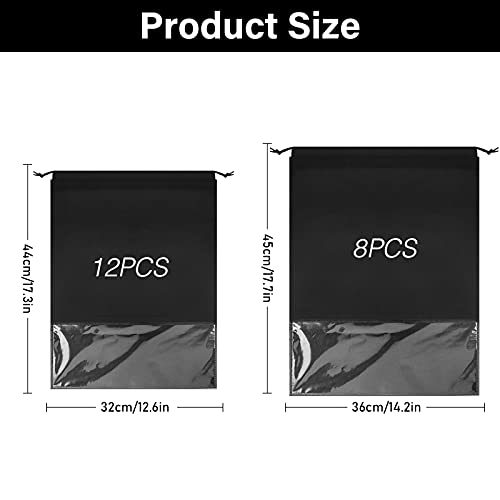JOLIGAEA Bolsas de Zapatos, 20 Piezas Zapatos de Viaje Bolso, Bolsa Telas no Tejidas, Prueba de Polvo Transpirable Bolsas de Viaje con Ventana Transparente Bolsas para Uso Diario y Viaje