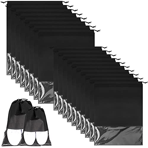 JOLIGAEA Bolsas de Zapatos, 20 Piezas Zapatos de Viaje Bolso, Bolsa Telas no Tejidas, Prueba de Polvo Transpirable Bolsas de Viaje con Ventana Transparente Bolsas para Uso Diario y Viaje