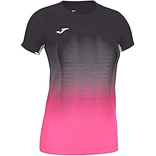 Joma Elite VII Camiseta Running, Mujer, Negro-Rosa, M
