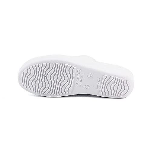 JOMIX Chanclas sanitarias para mujer y hombre, anatómicas, con zócalos, sanitarios, fabricadas en Italia, plantilla de piel auténtica, 07 Blanco, 40 EU