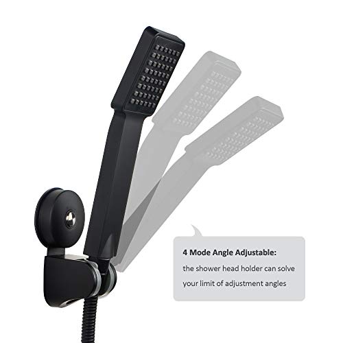 JOMOLA Soporte de cabezal de ducha con ventosa para ducha de mano, soporte de rociador de bidé extraíble, acero inoxidable, ángulo de 4 modos ajustable, negro mate