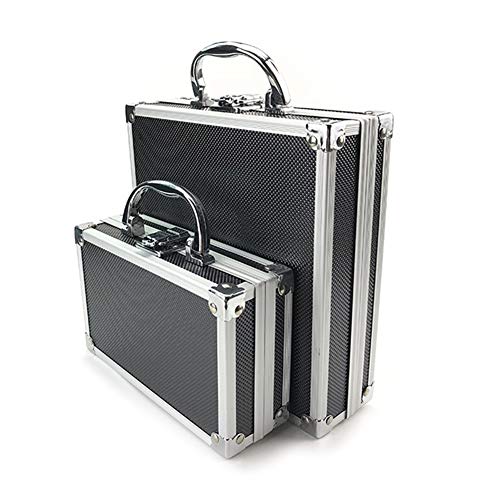 JoyFan Mini caja de herramientas de aluminio portátil pequeña caja de almacenamiento de aluminio para Craftsman Travel Carry (negro, 180 x 110 x 55 mm) (180 x 110 x 55 mm)