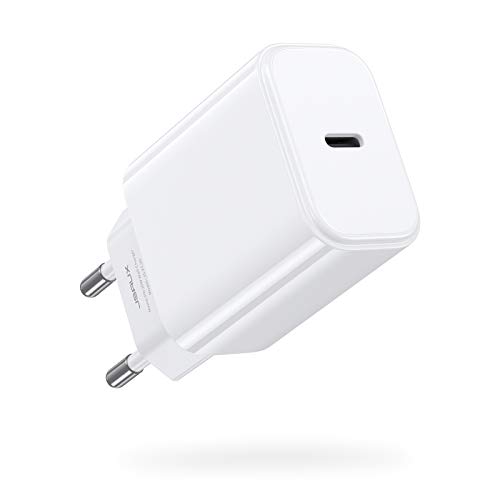 JSAUX Cargador USB C 20W, Carga Rápida Power Delivery 3.0 Tipo C Cargador Adaptador Compatible con iPhone 13/13 Mini/13 Pro/13 Pro MAX, iPhone 12/12 Mini/12 Pro/11, iPad, Samsung, Pixel -Blanco